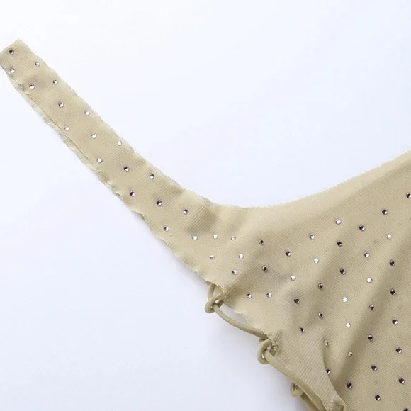 Canary Islands Beach Sparkle Rhinestone Getaway Mini Nude Bikini Coverup - Picture 7 of 11